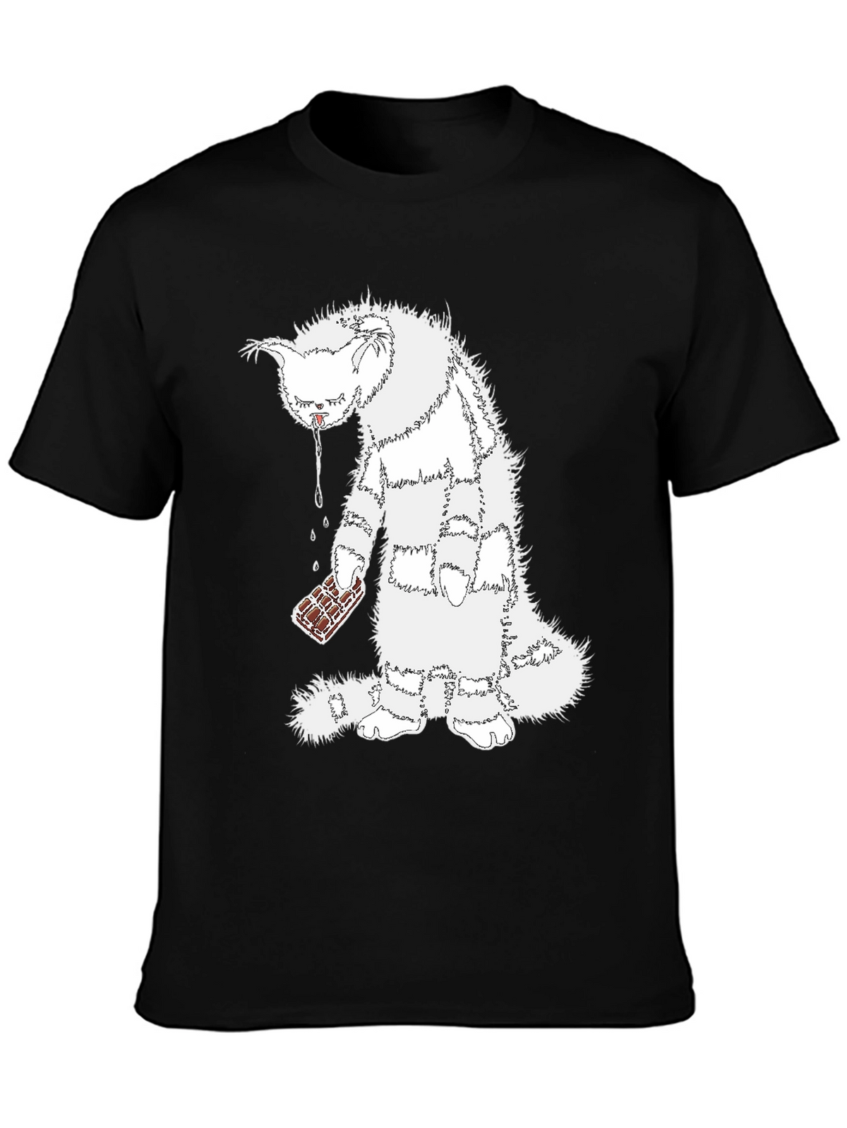 Funny Cat Chocolate T-Shirt - Unisex Black Tee