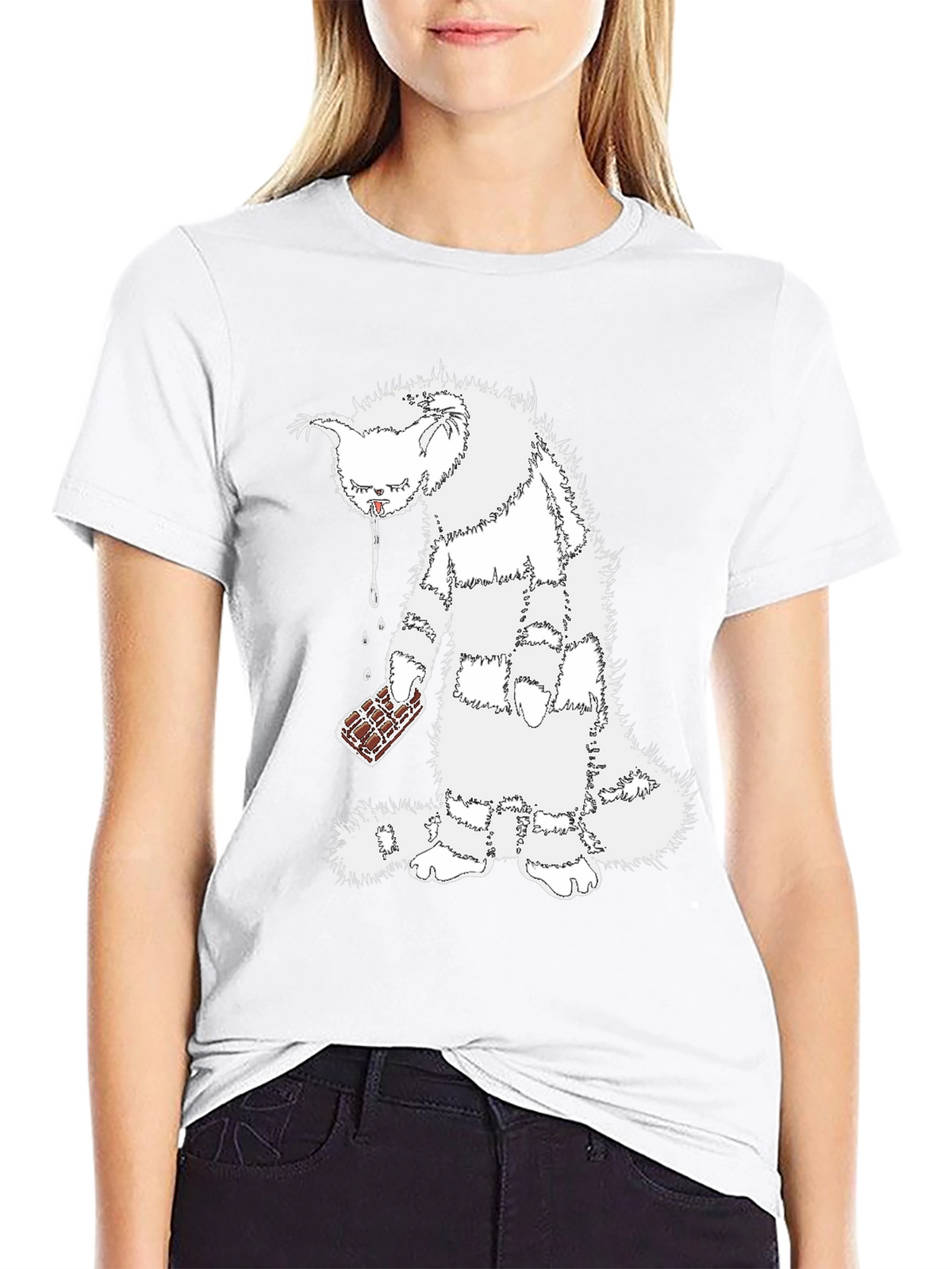 Funny Cat Chocolate T-Shirt - Unisex Black Tee