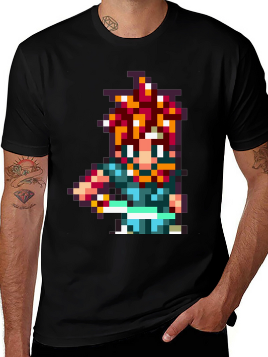 Retro Crono Pixel Art Black T-Shirt