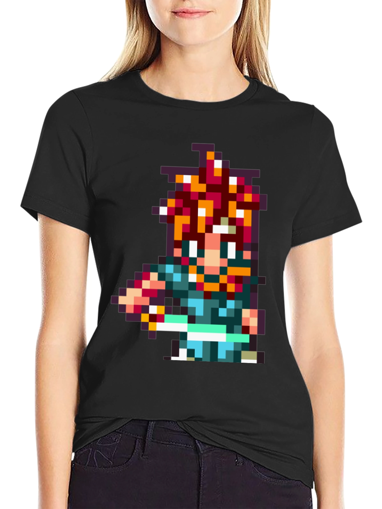 Retro Crono Pixel Art Black T-Shirt