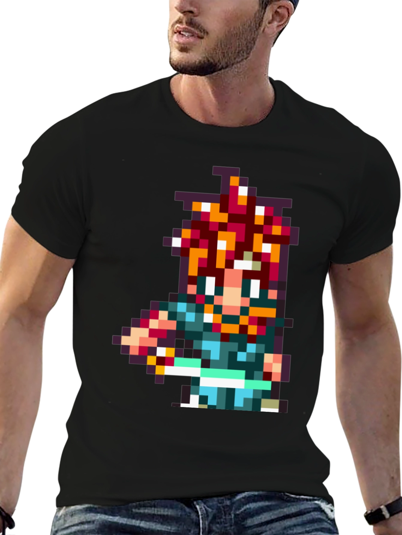 Retro Crono Pixel Art Black T-Shirt