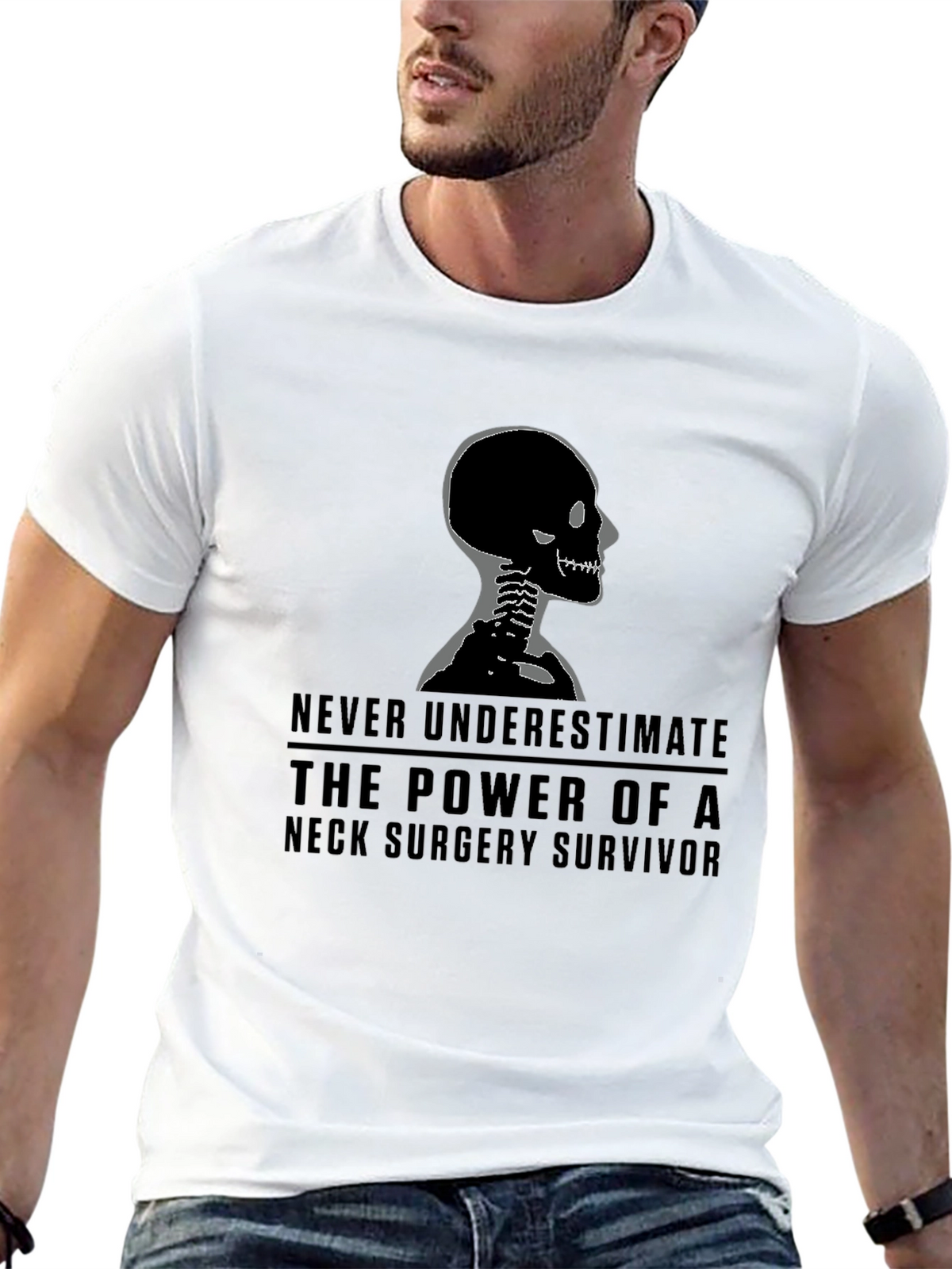 Neck Surgery Survivor T-Shirt - Skeleton Graphic Tee