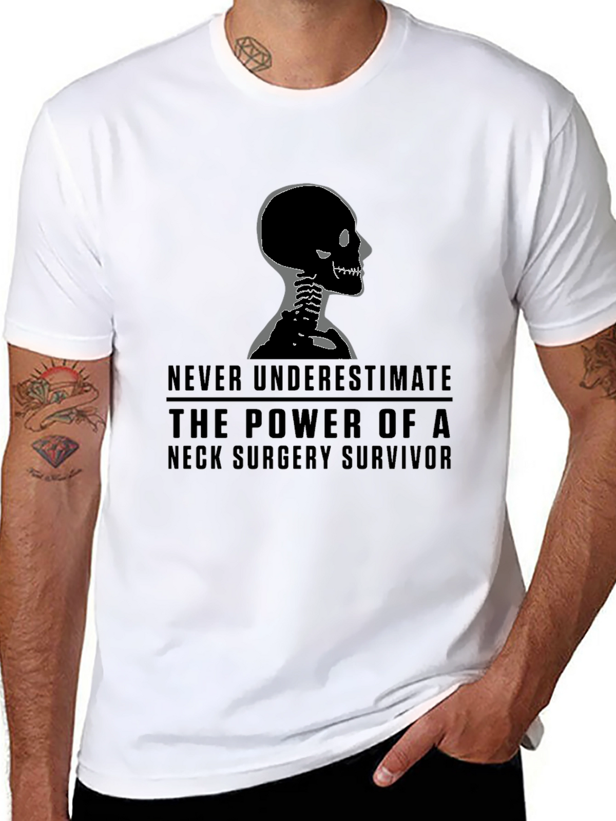 Neck Surgery Survivor T-Shirt - Skeleton Graphic Tee