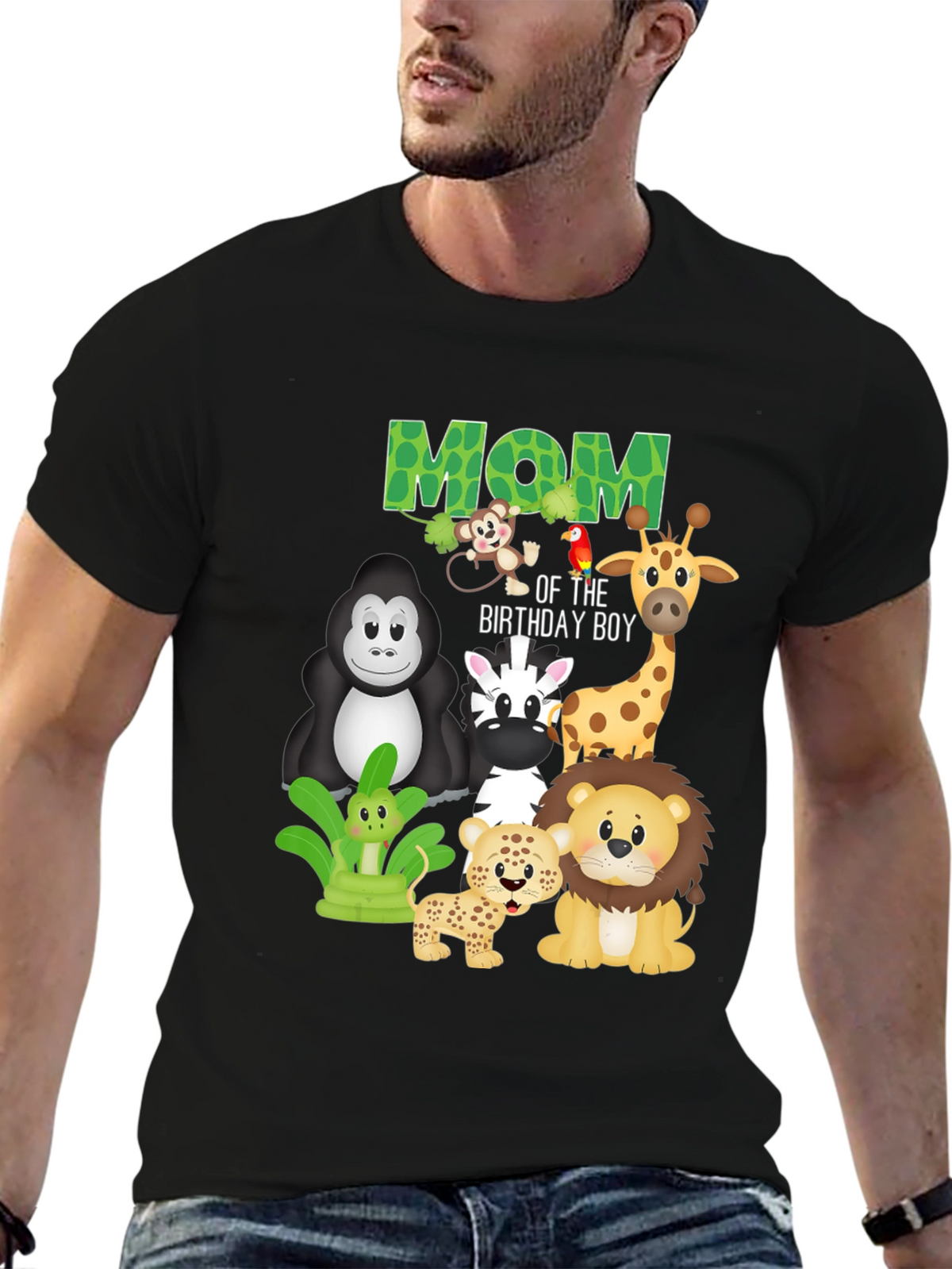 Mom of the Birthday Boy Jungle Animals T-Shirt