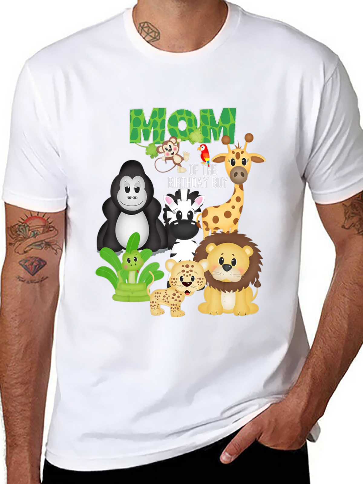 Mom of the Birthday Boy Jungle Animals T-Shirt