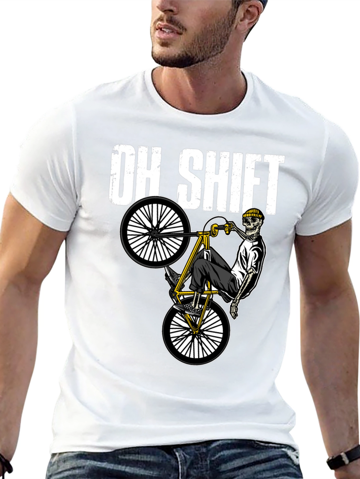 Oh Shift Skeleton Biker Graphic Tee