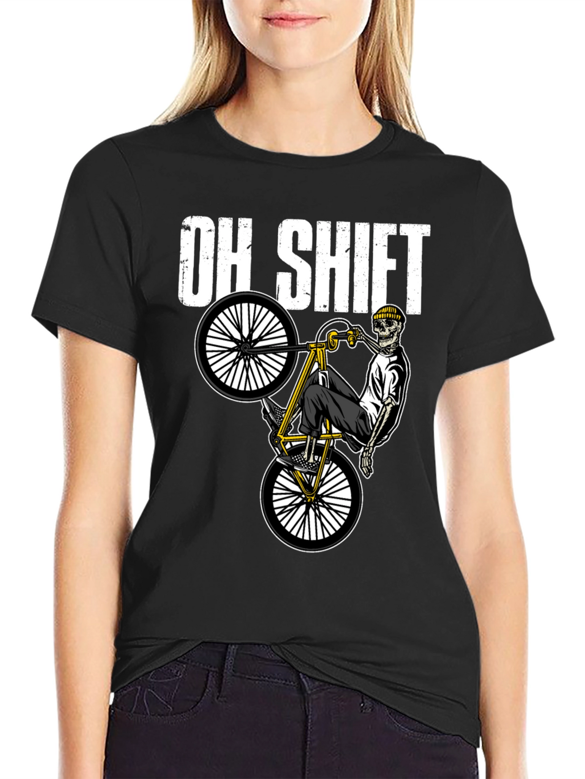 Oh Shift Skeleton Biker Graphic Tee