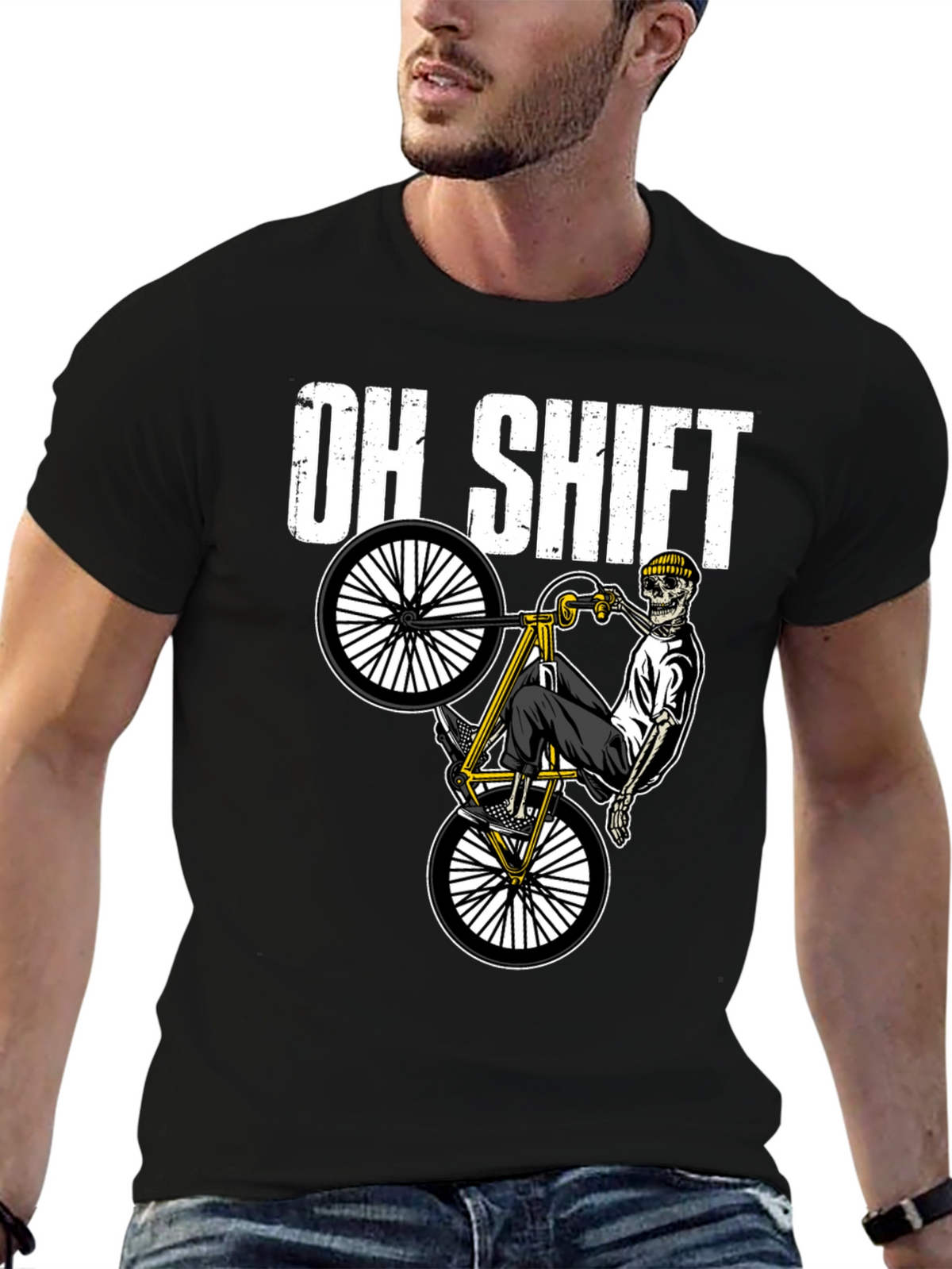 Oh Shift Skeleton Biker Graphic Tee