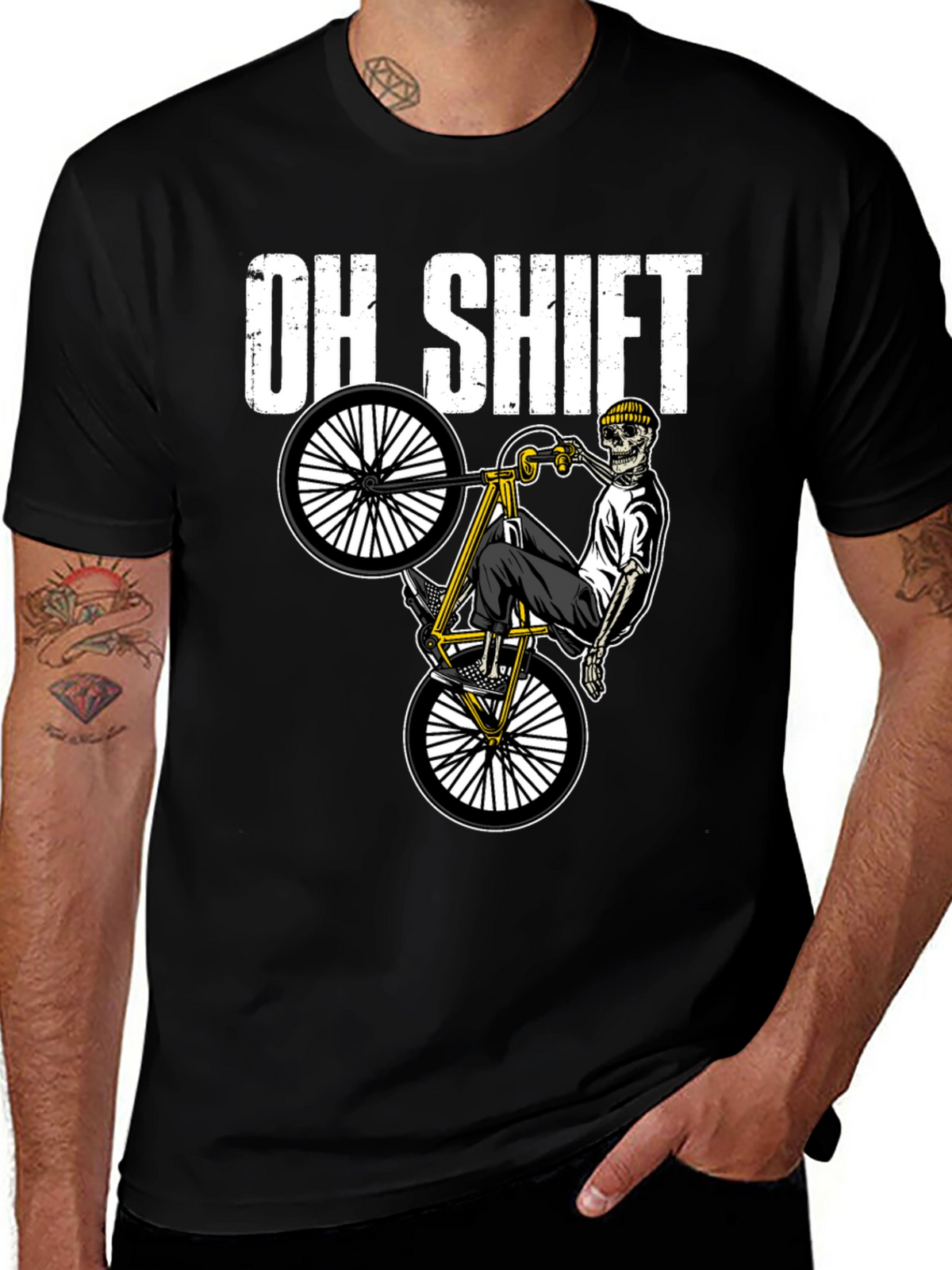 Oh Shift Skeleton Biker Graphic Tee