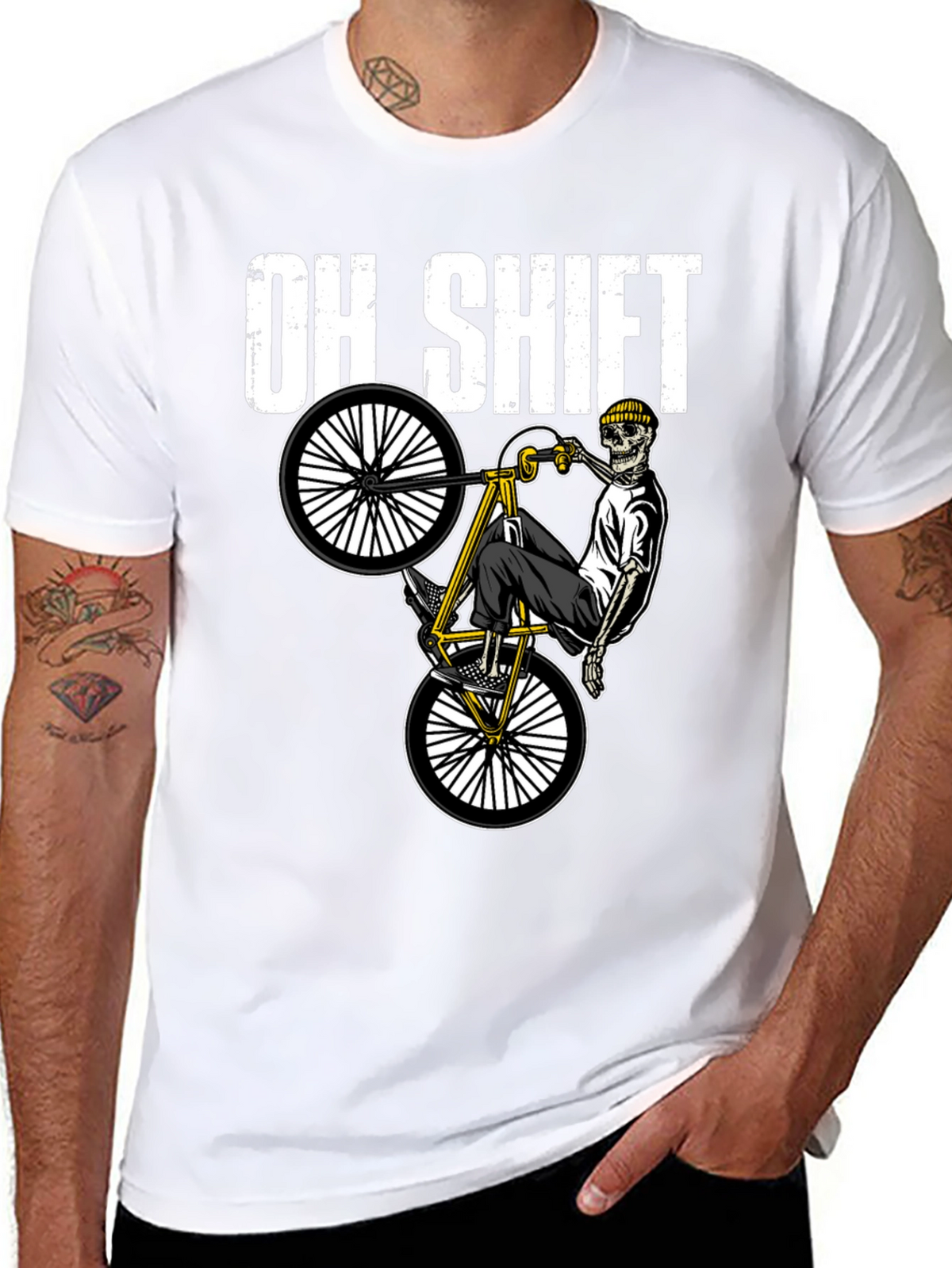 Oh Shift Skeleton Biker Graphic Tee