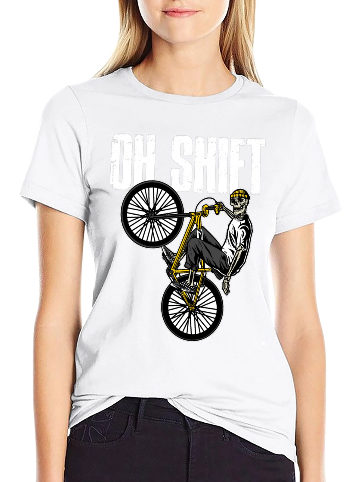 Oh Shift Skeleton Biker Graphic Tee