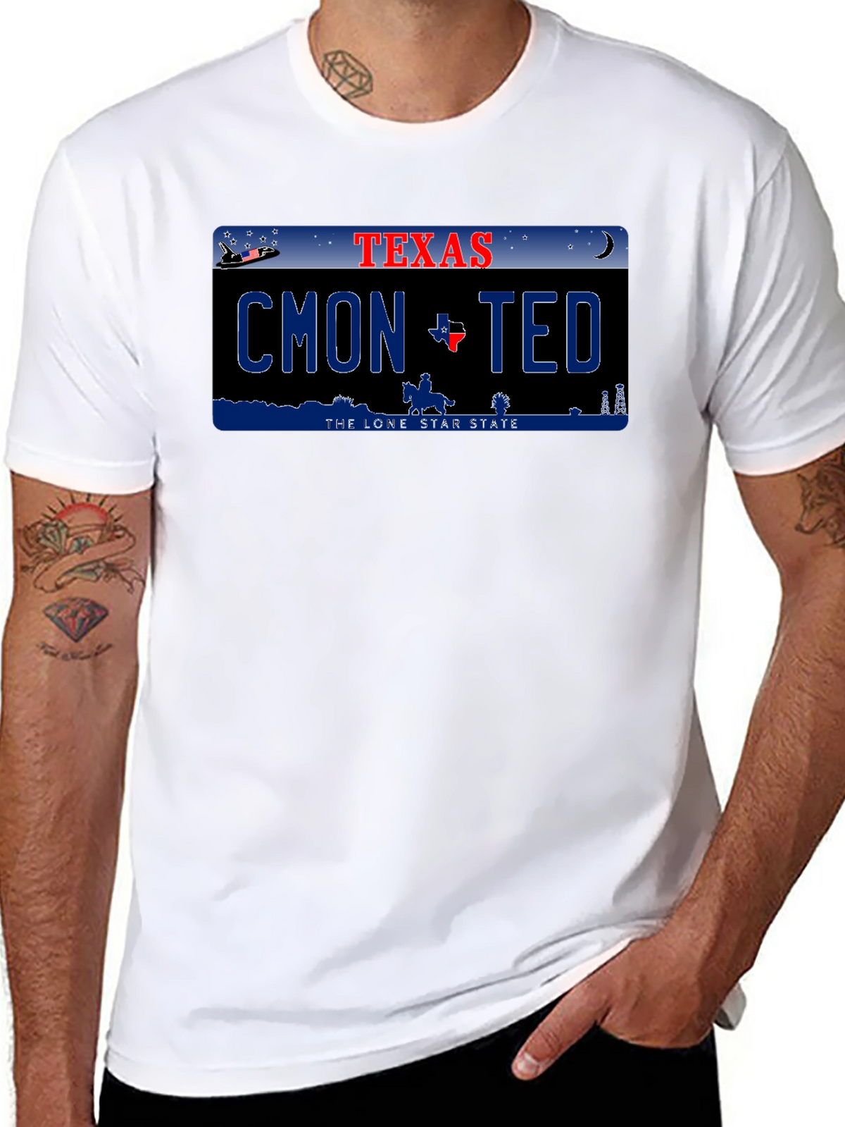 Cmon Ted Texas License Plate Graphic T-Shirt