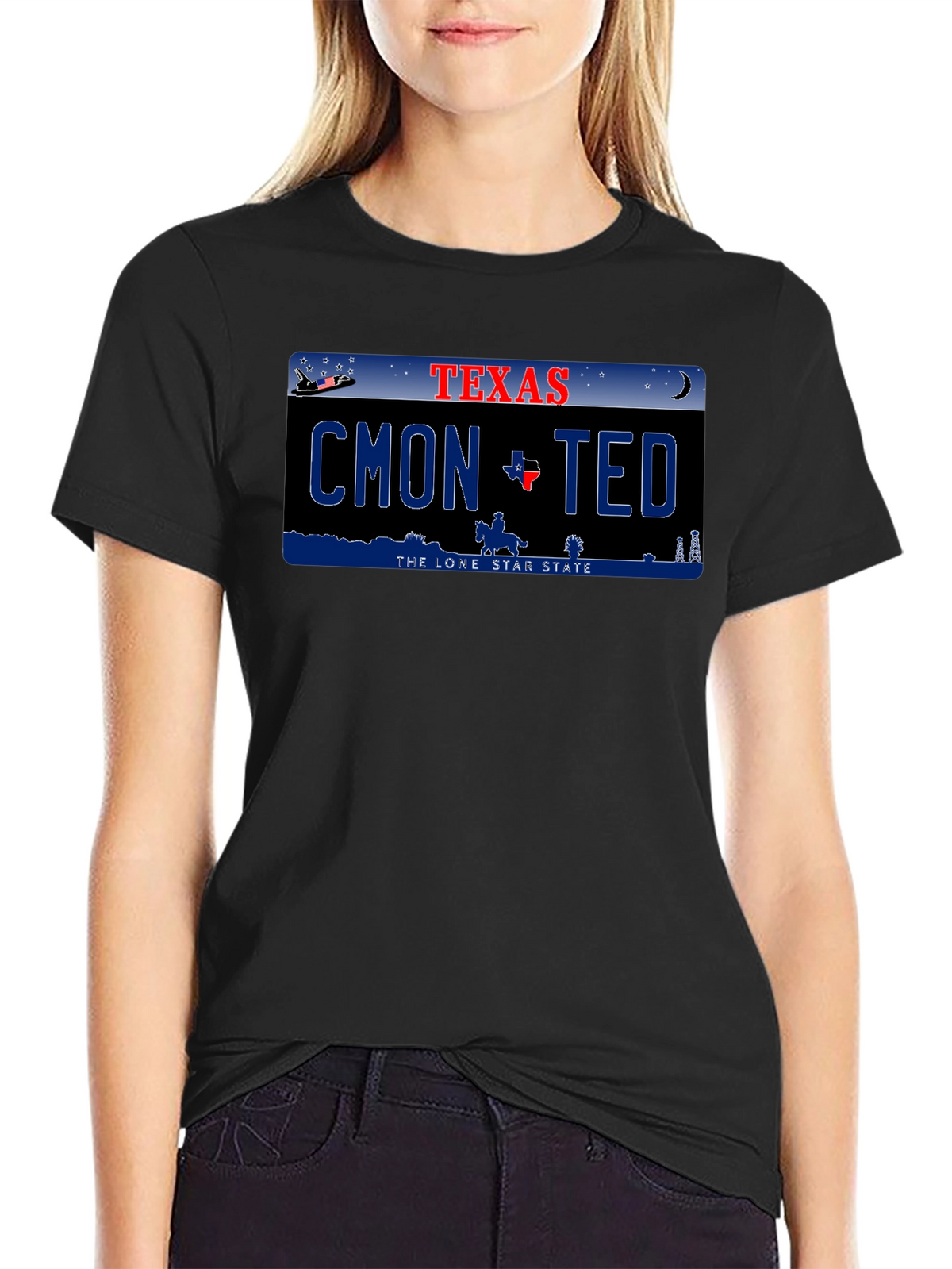 Cmon Ted Texas License Plate Graphic T-Shirt