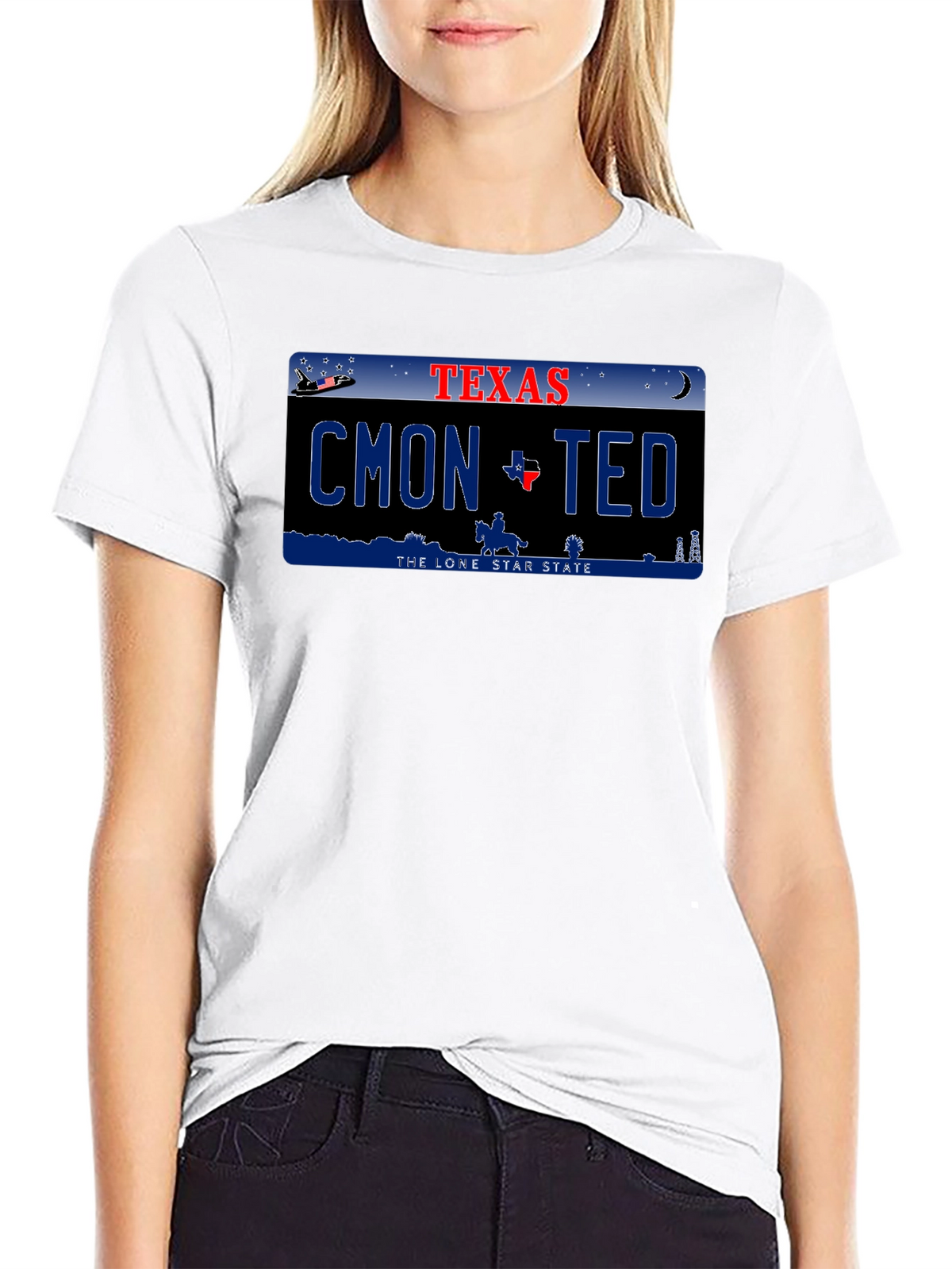 Cmon Ted Texas License Plate Graphic T-Shirt