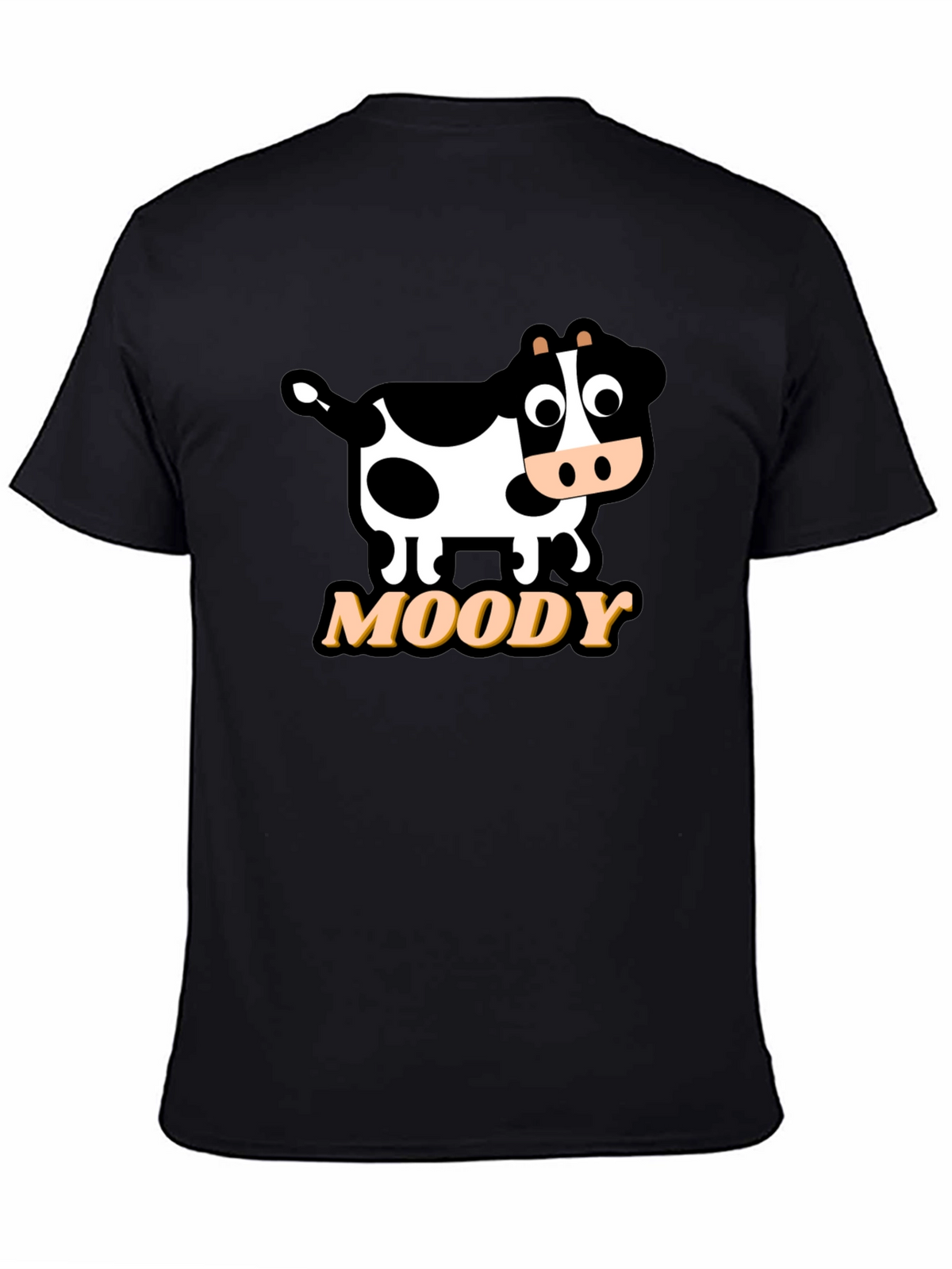 Moody Cow Graphic Tee - Black Cotton T-Shirt