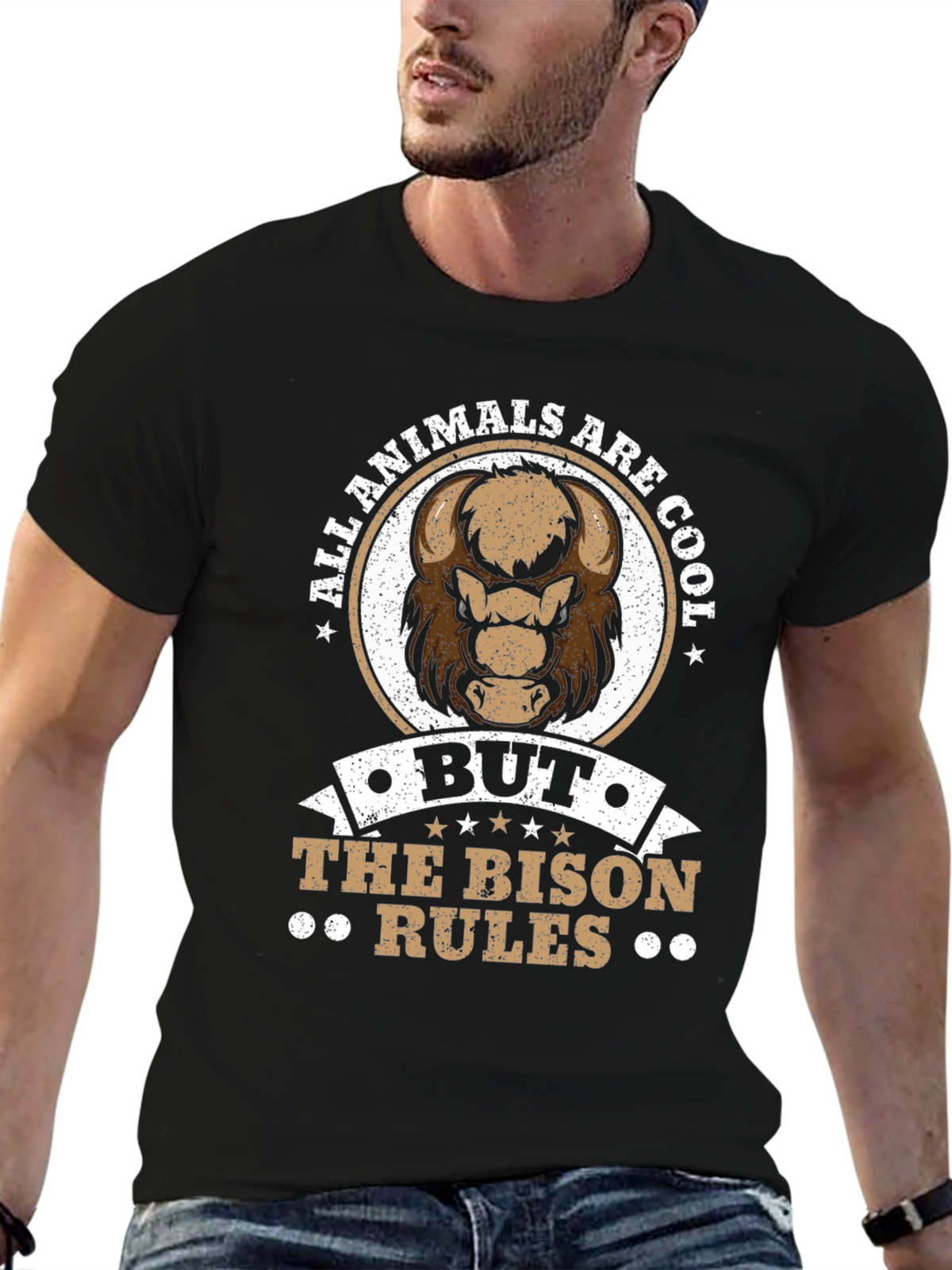 Bison Rules T-Shirt - Cool Animal Graphic Tee
