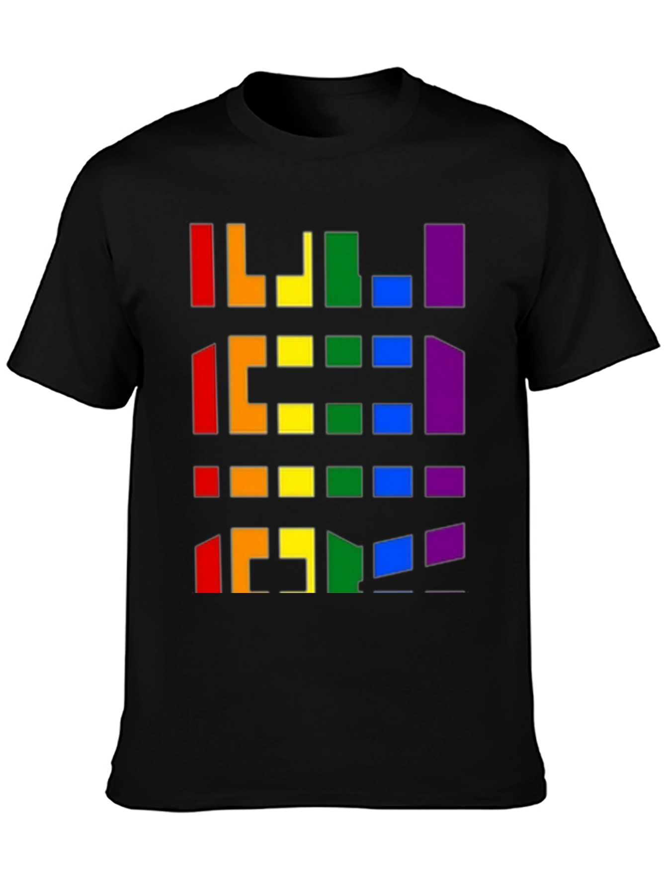 Pride Pixel Pattern Black T-Shirt