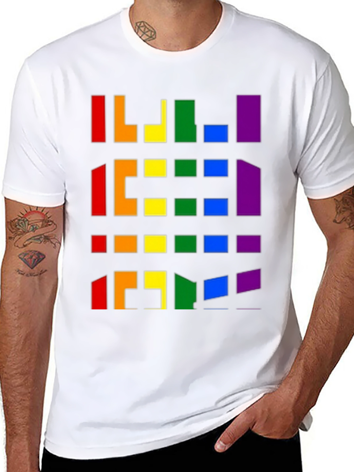 Pride Pixel Pattern Black T-Shirt