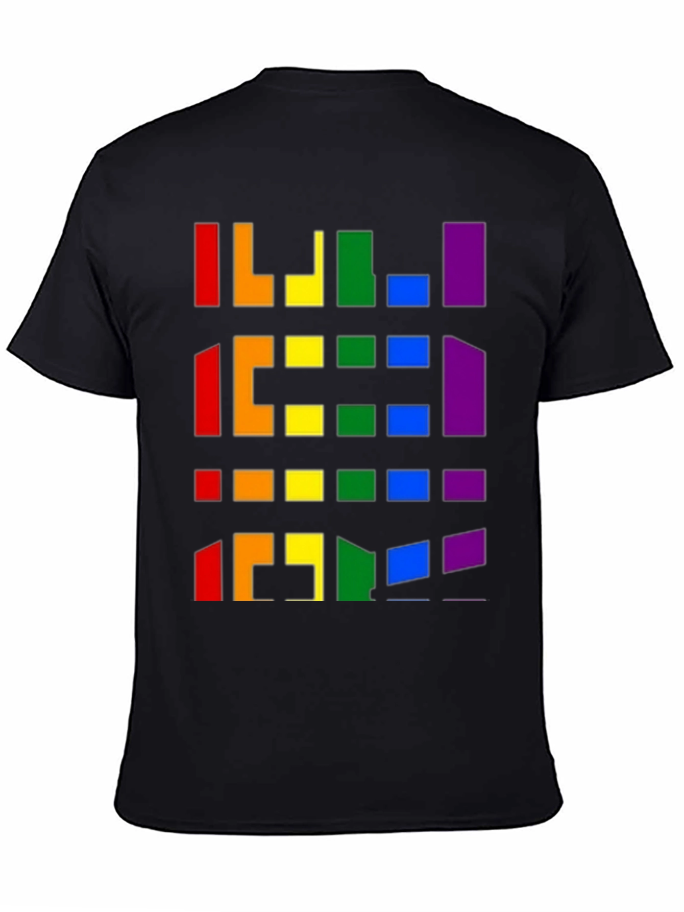 Pride Pixel Pattern Black T-Shirt