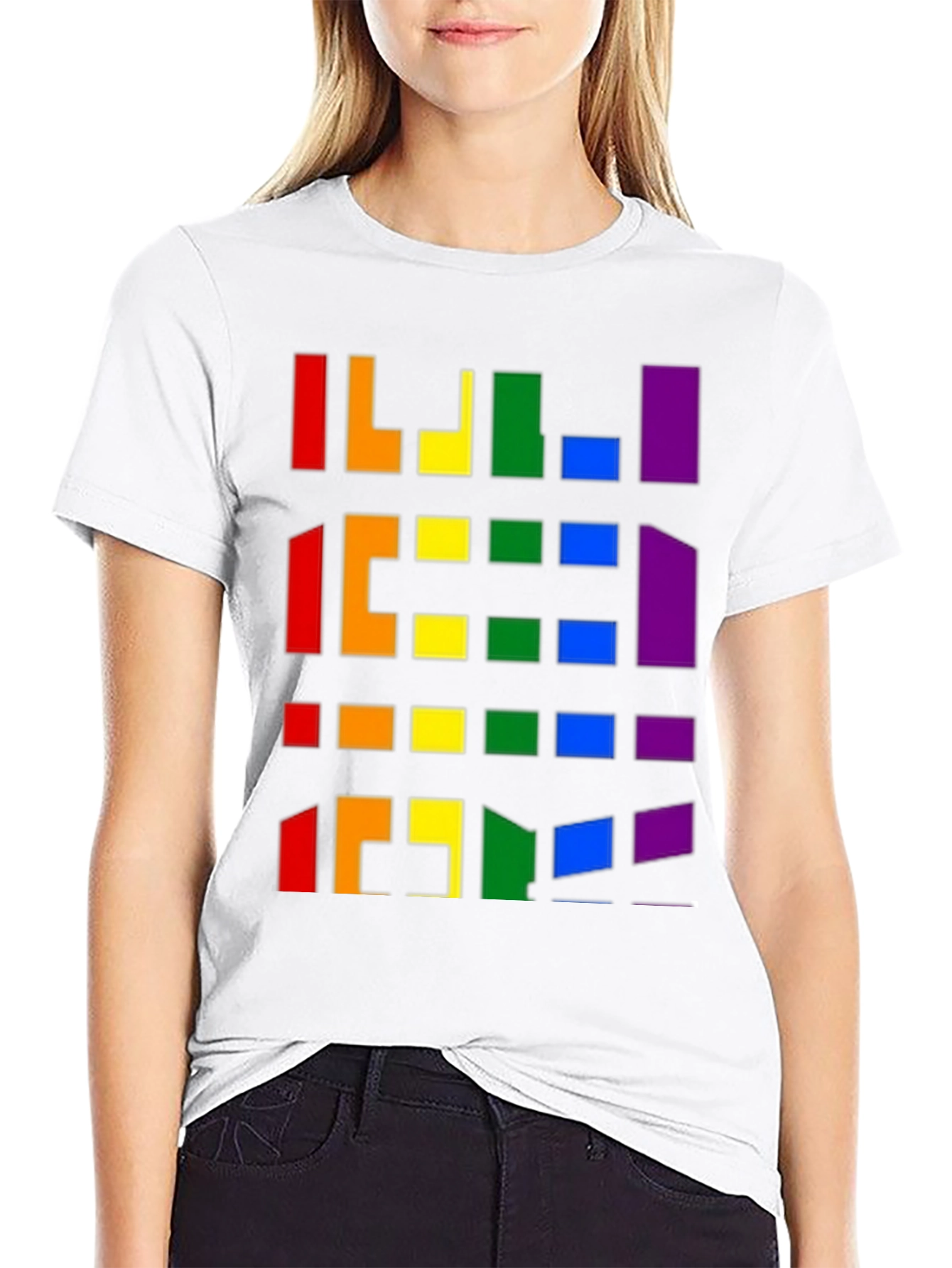 Pride Pixel Pattern Black T-Shirt