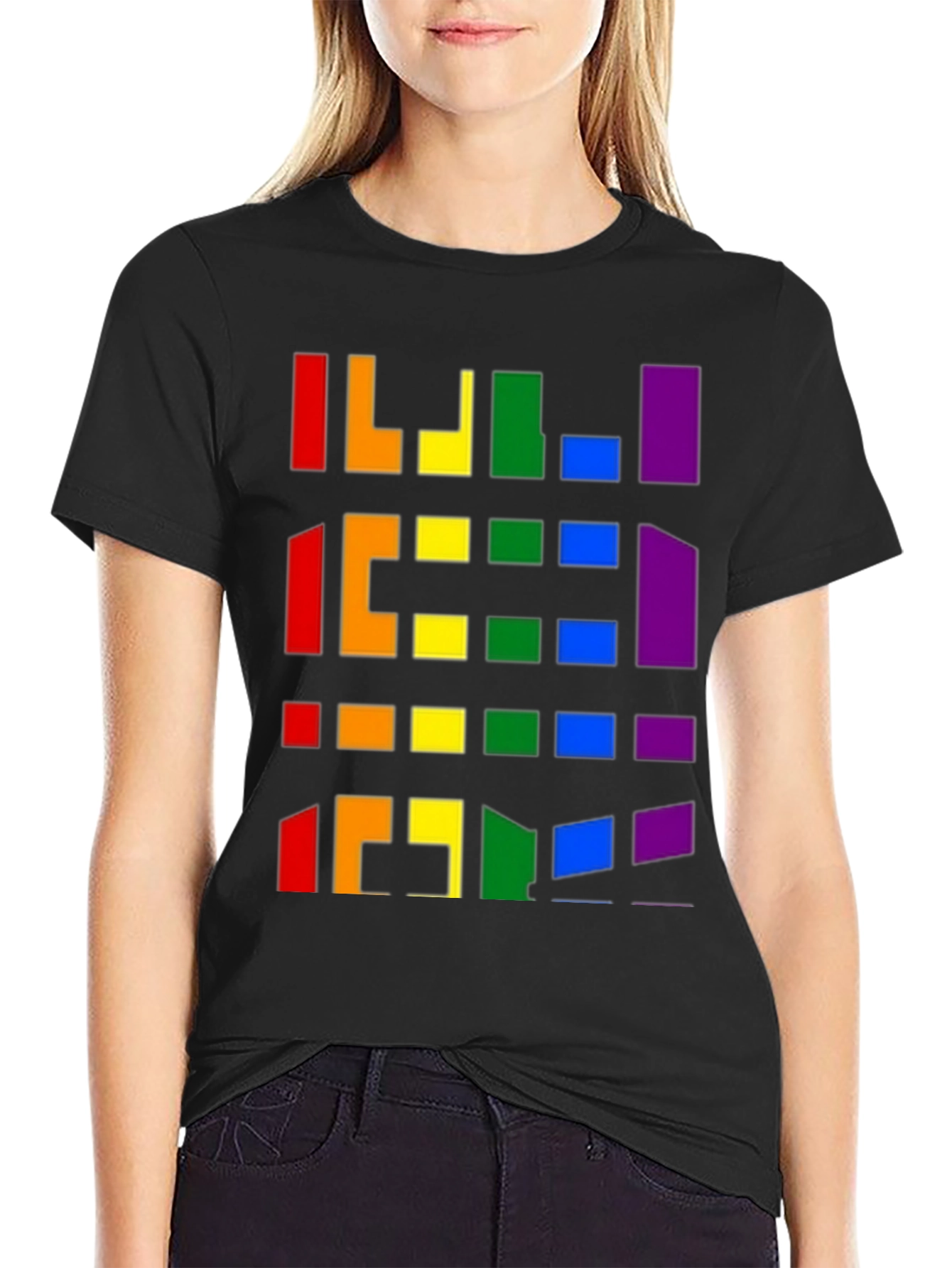 Pride Pixel Pattern Black T-Shirt