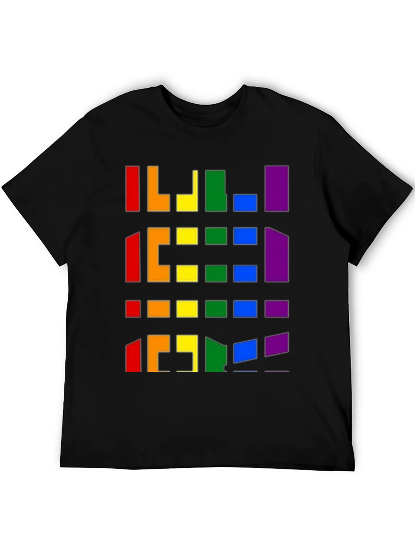 Pride Pixel Pattern Black T-Shirt