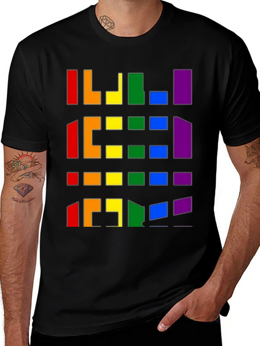 Pride Pixel Pattern Black T-Shirt