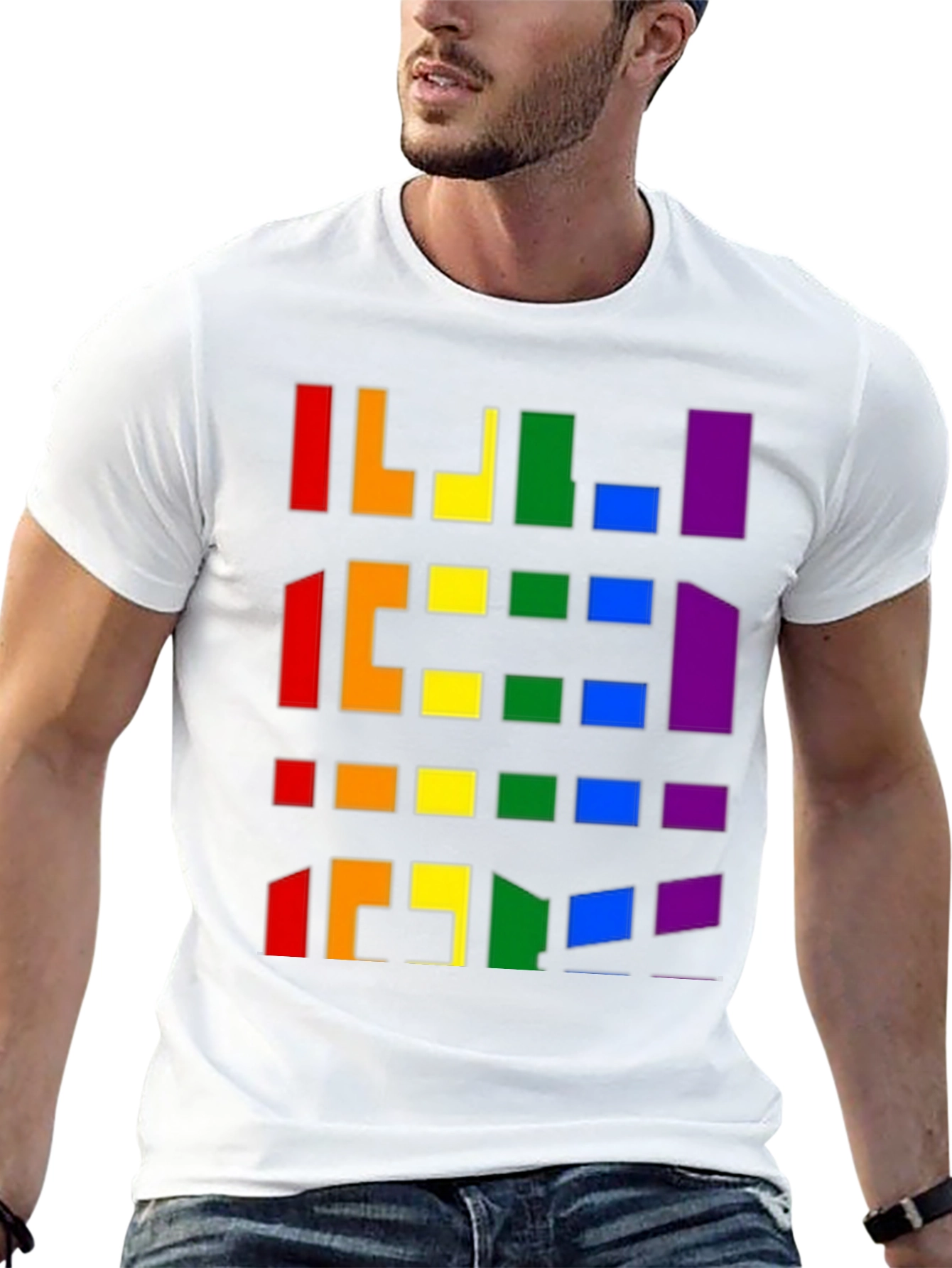 Pride Pixel Pattern Black T-Shirt