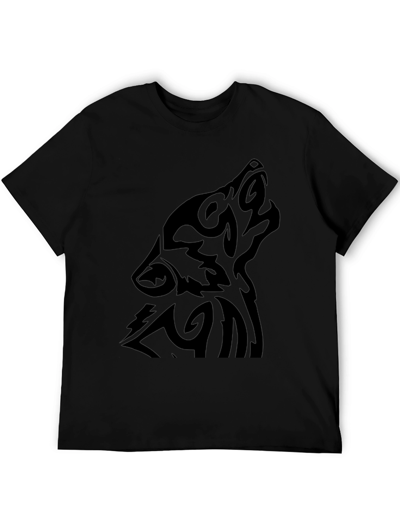 Tribal Wolf Graphic Black T-Shirt