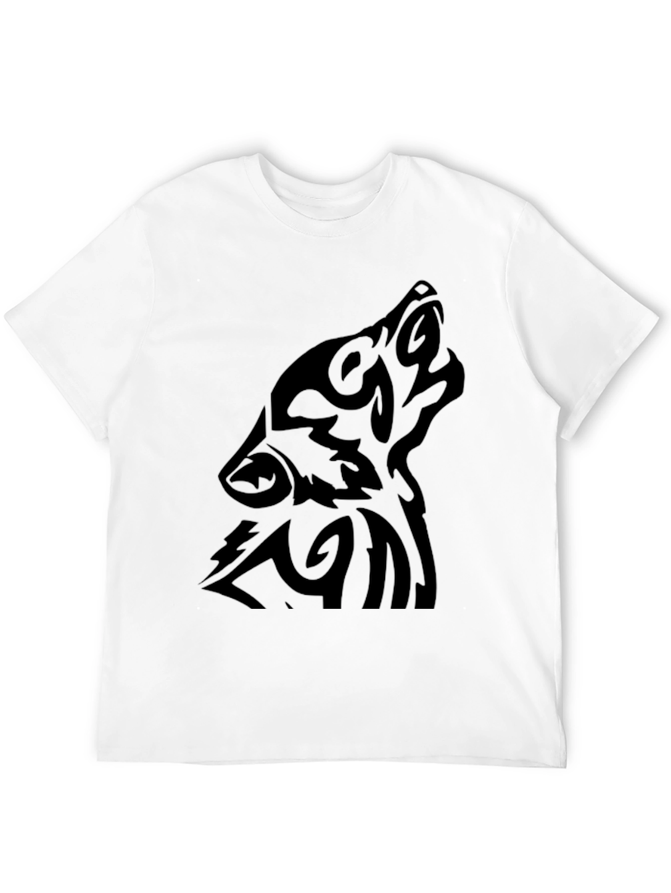 Tribal Wolf Graphic Black T-Shirt