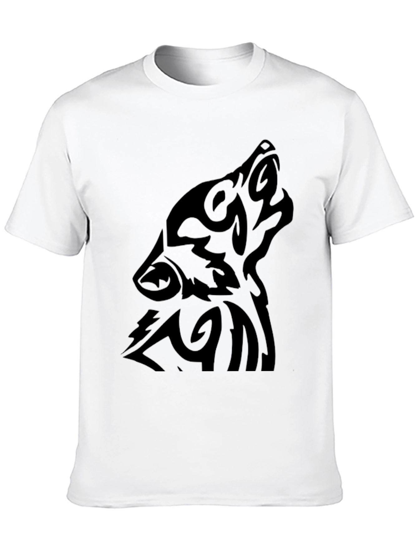 Tribal Wolf Graphic Black T-Shirt