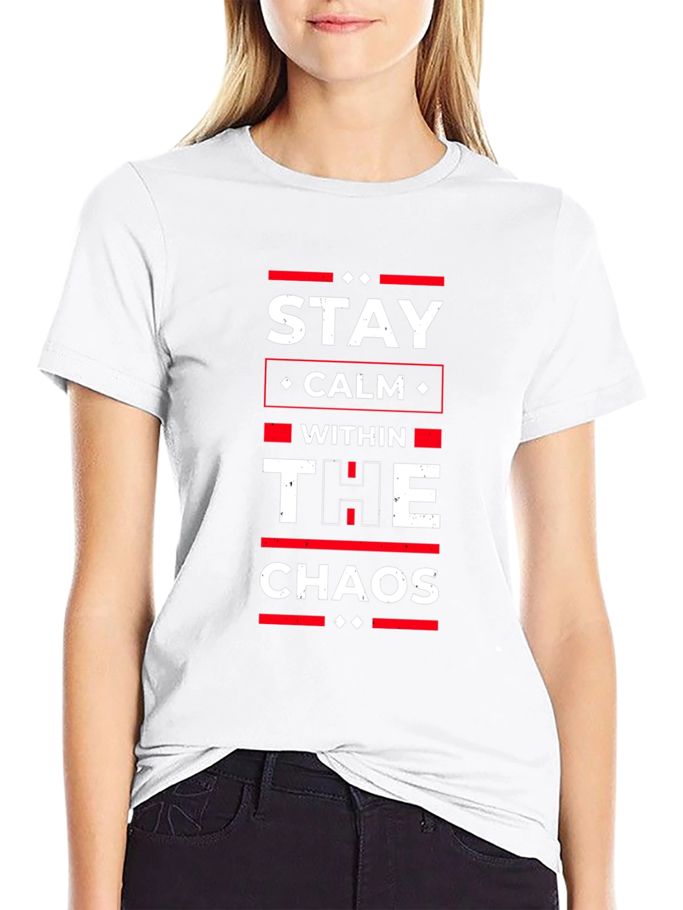 Stay Calm Within The Chaos Black Graphic T-Shirt