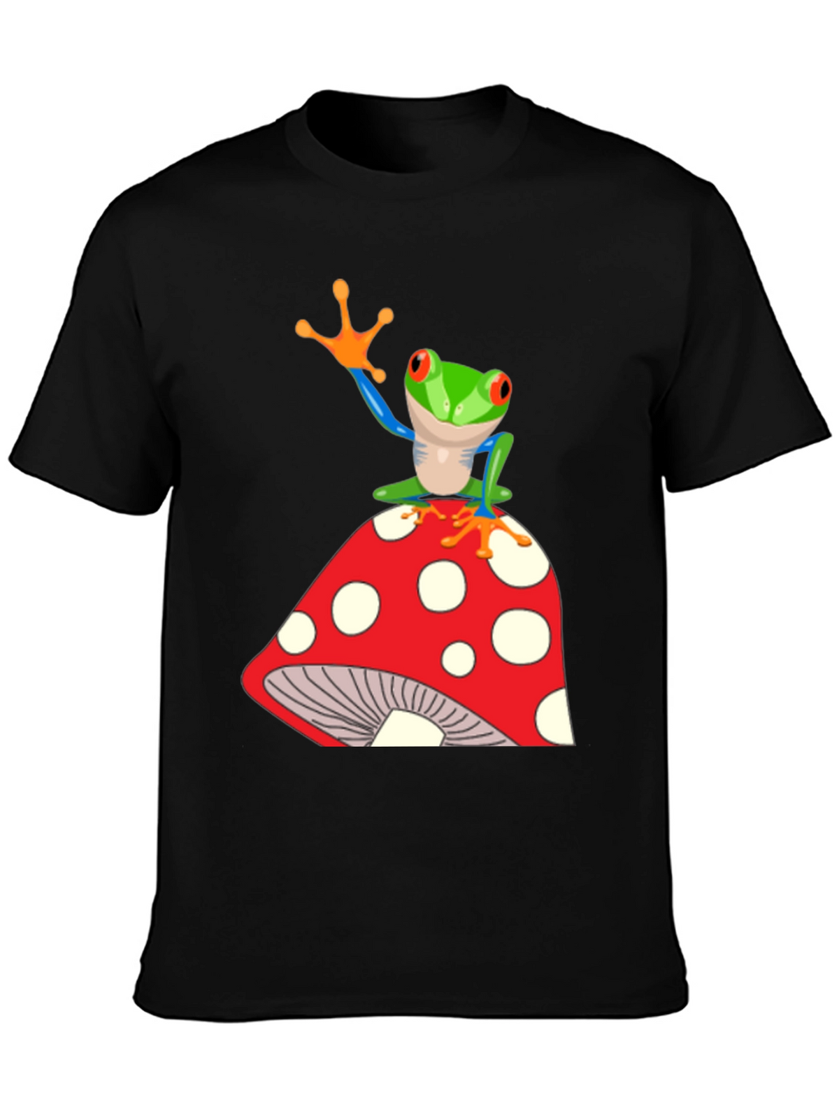 Frog on Mushroom Graphic T-Shirt
