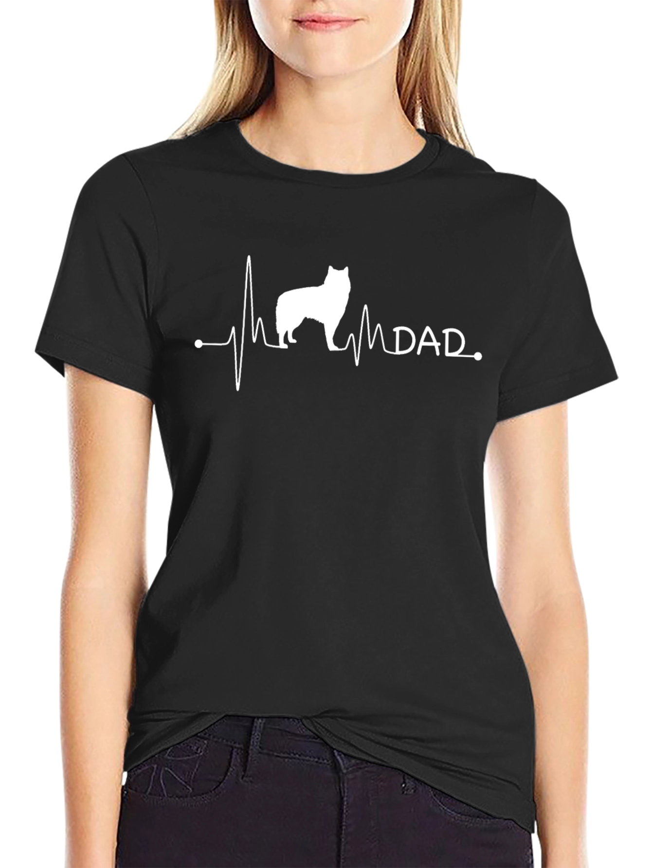Dog Dad Heartbeat Graphic Tee - Black