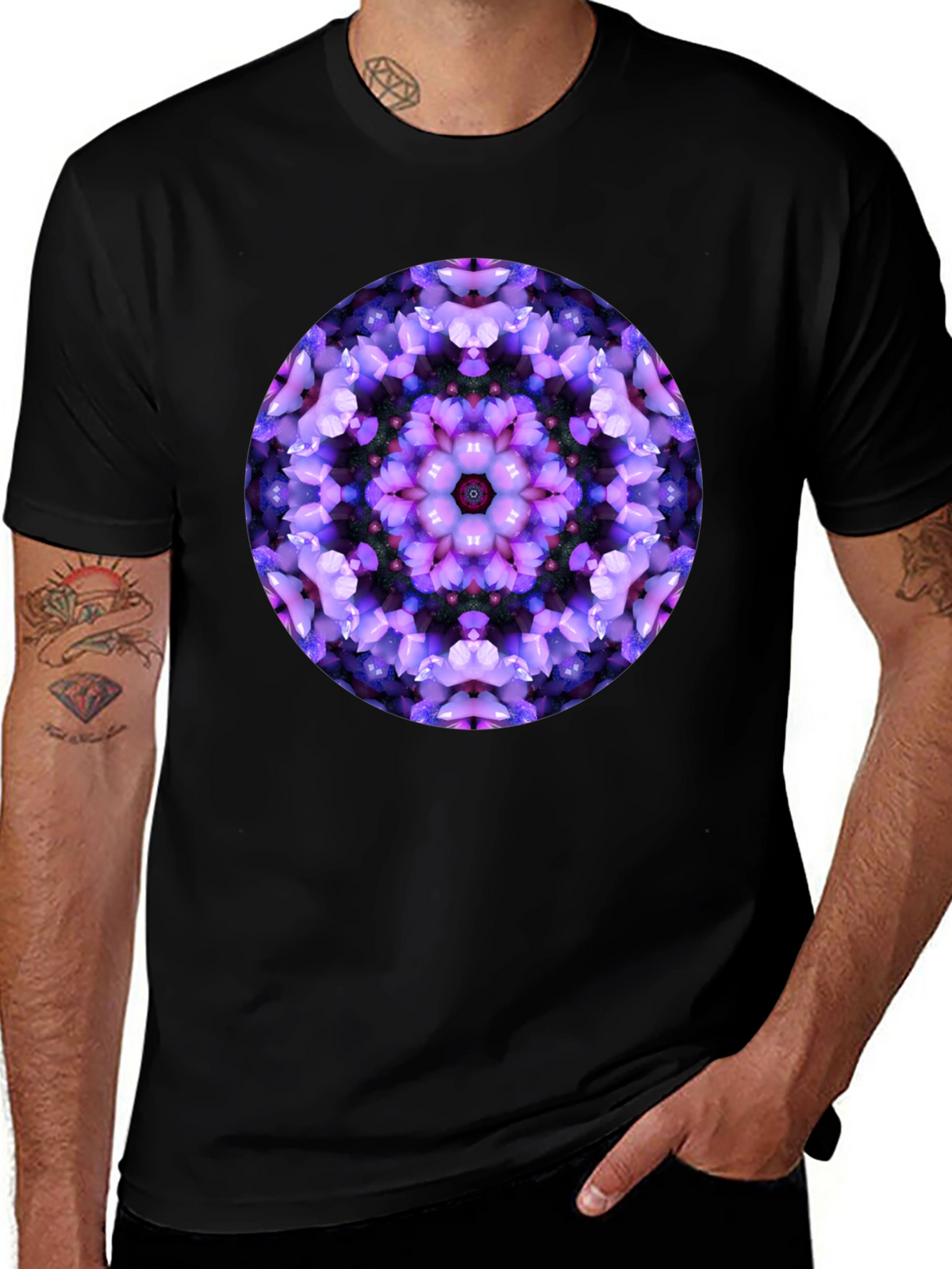 Floral Mandala Graphic Black T-Shirt