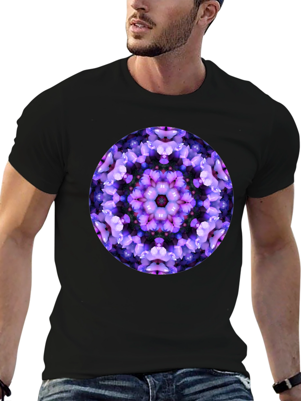 Floral Mandala Graphic Black T-Shirt