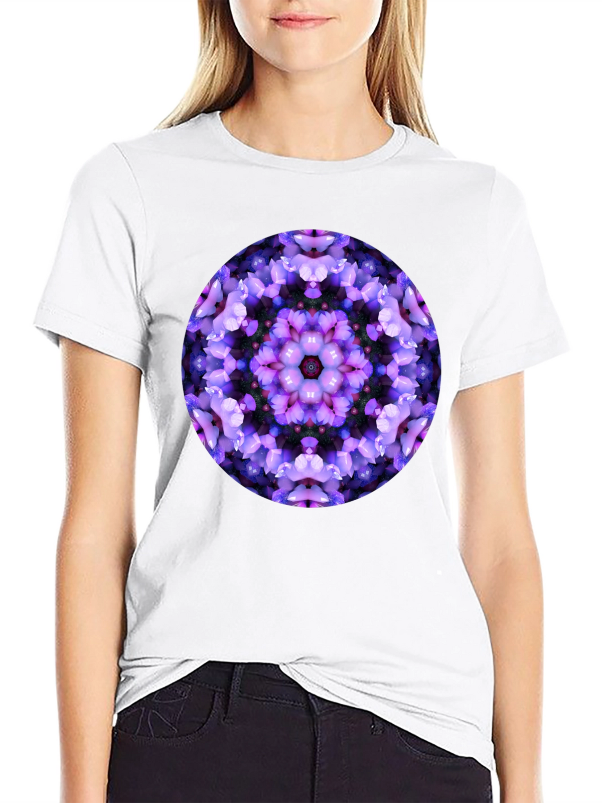 Floral Mandala Graphic Black T-Shirt