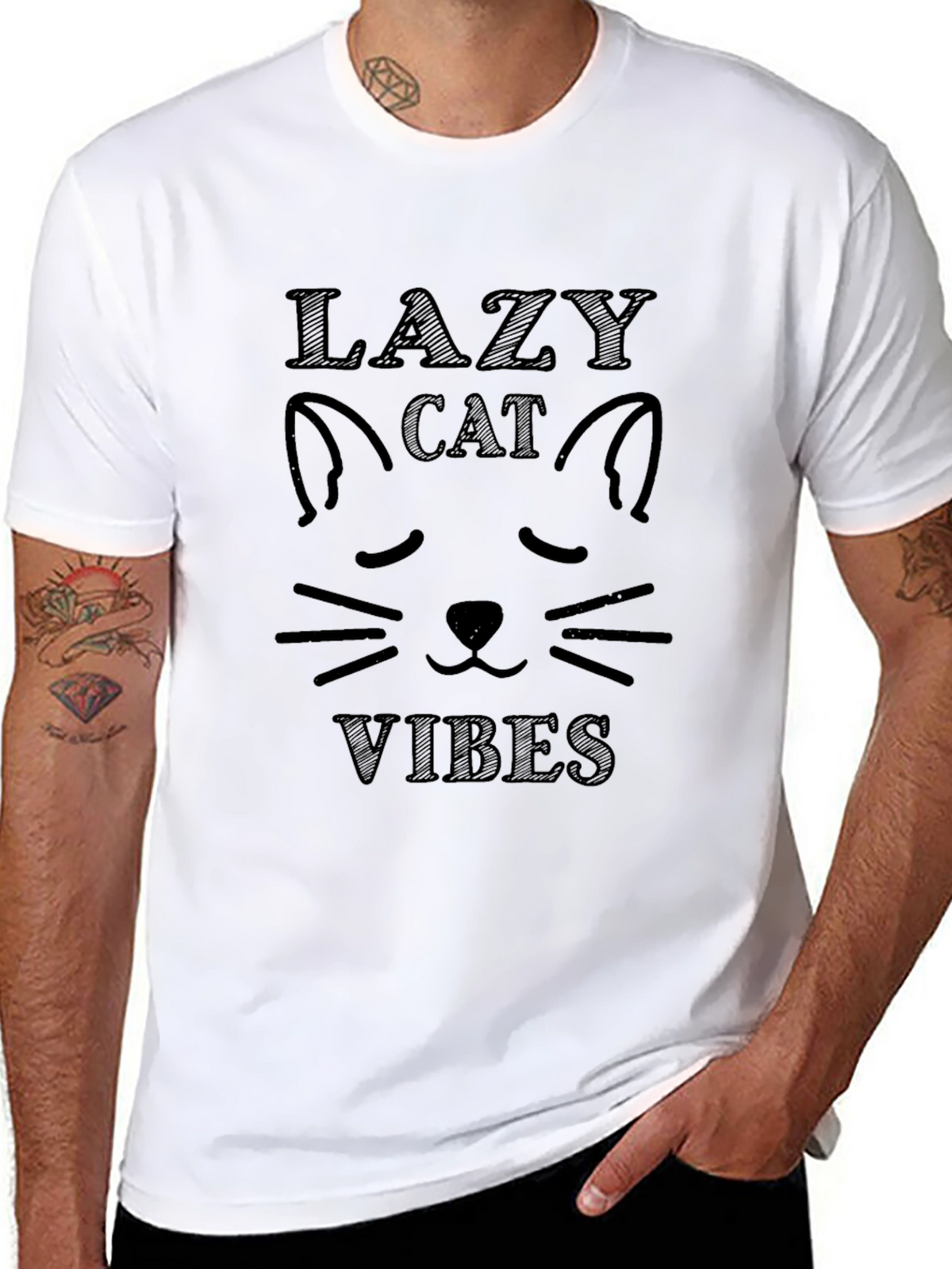 Lazy Cat Vibes T-Shirt - Relaxed Fit