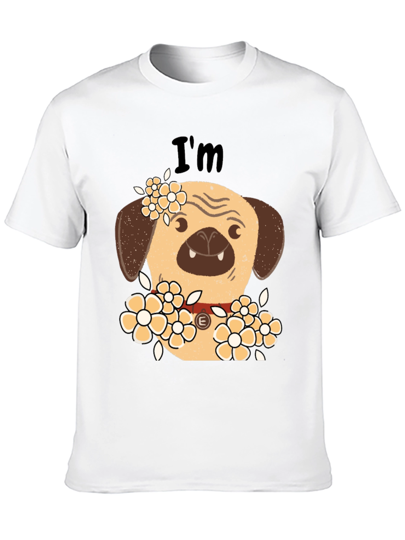 Pug with Flowers Graphic T-Shirt