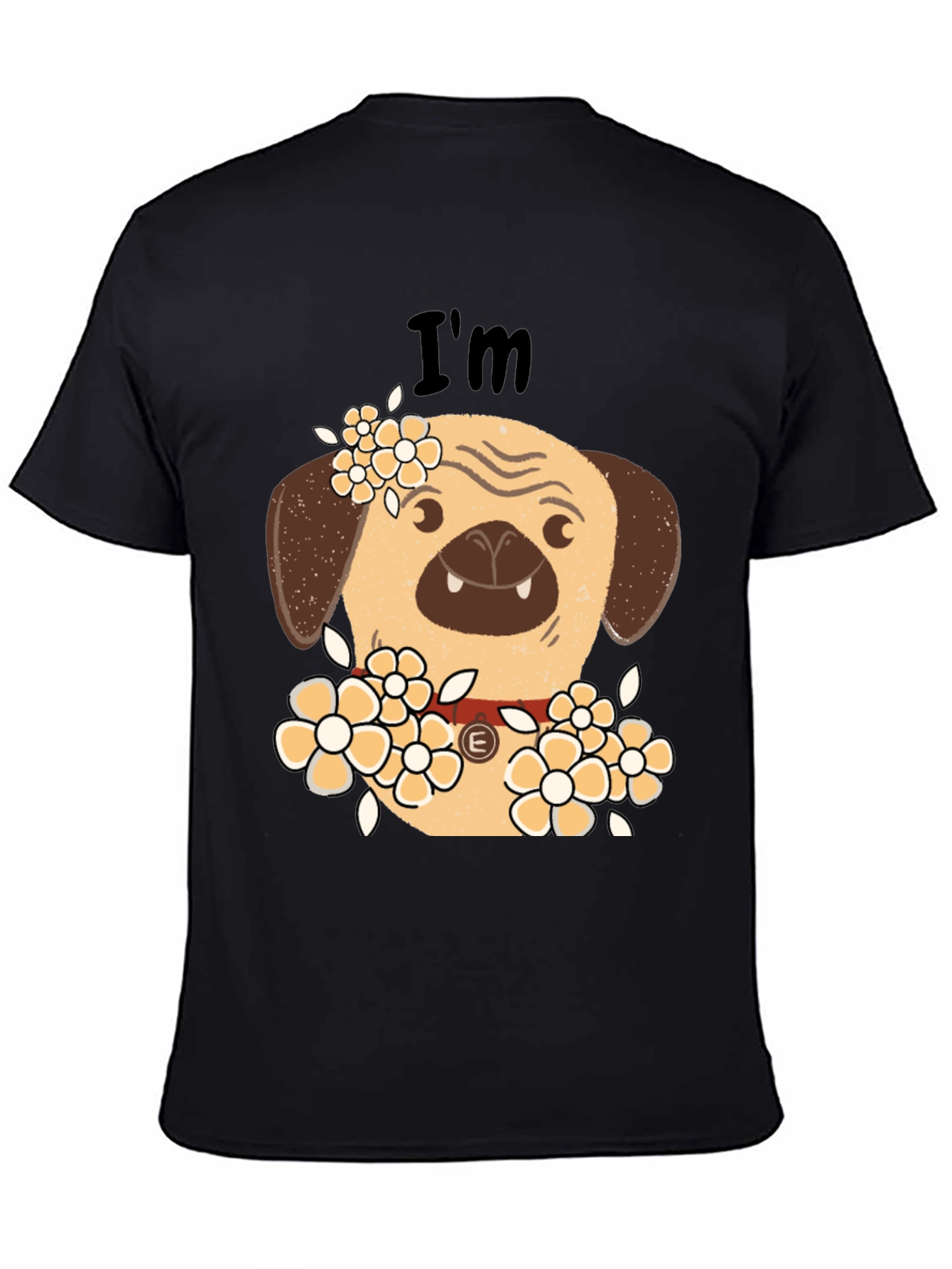 Pug with Flowers Graphic T-Shirt