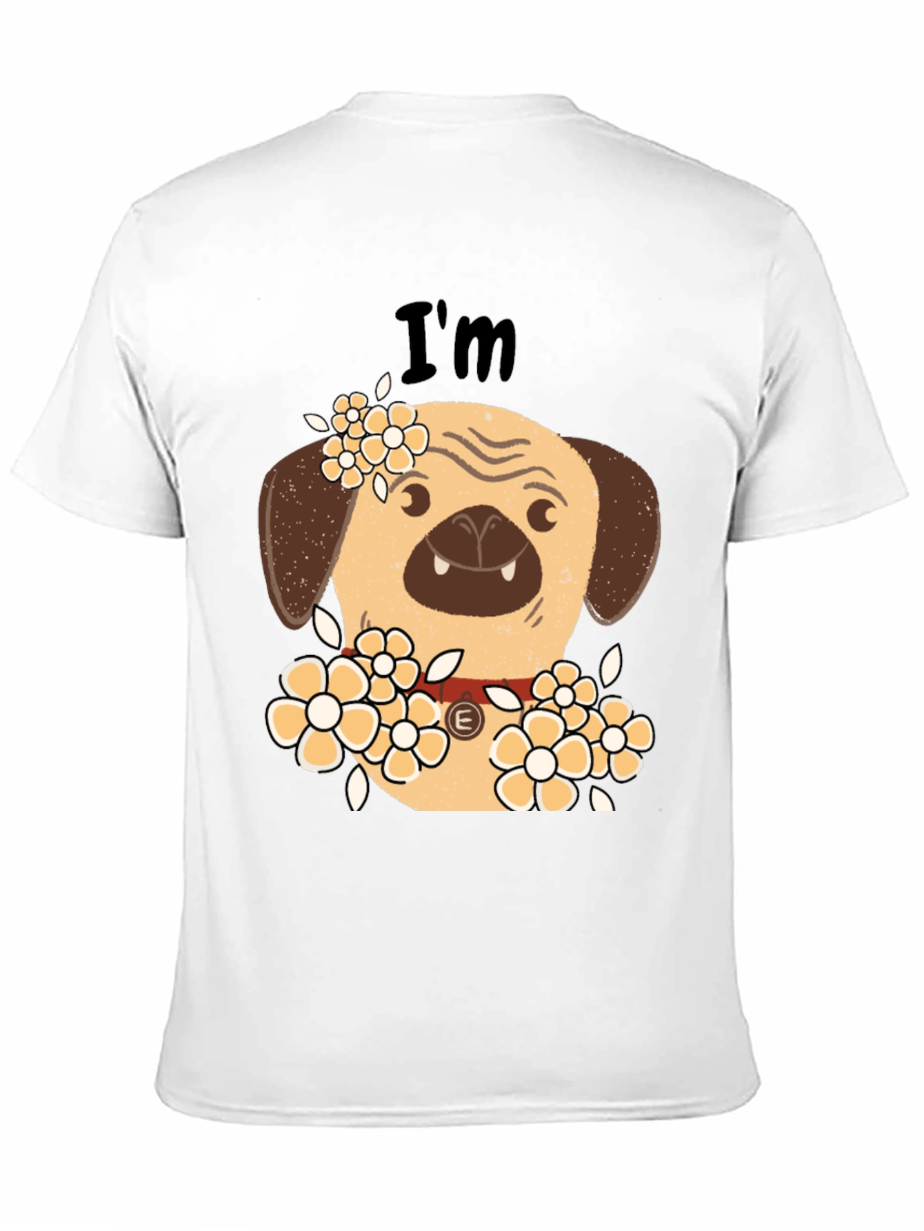 Pug with Flowers Graphic T-Shirt