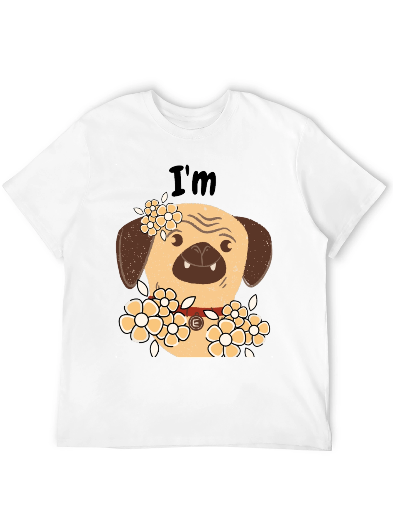 Pug with Flowers Graphic T-Shirt
