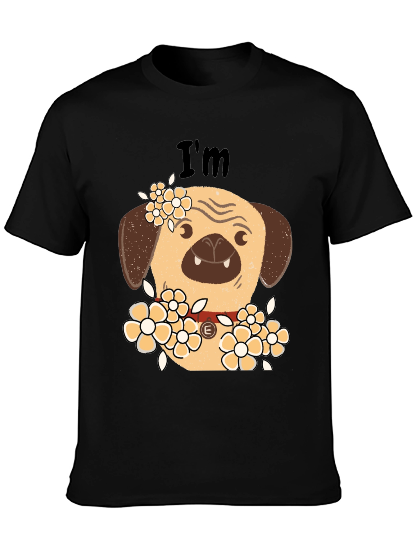 Pug with Flowers Graphic T-Shirt