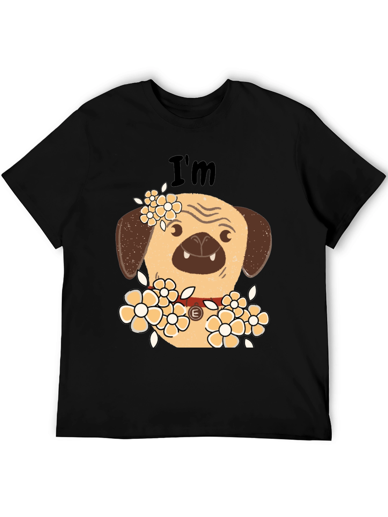 Pug with Flowers Graphic T-Shirt