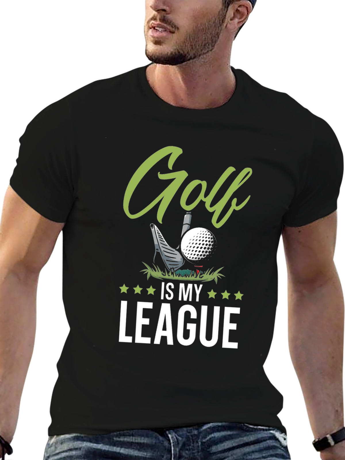 Golf Is My League Black Graphic Tee