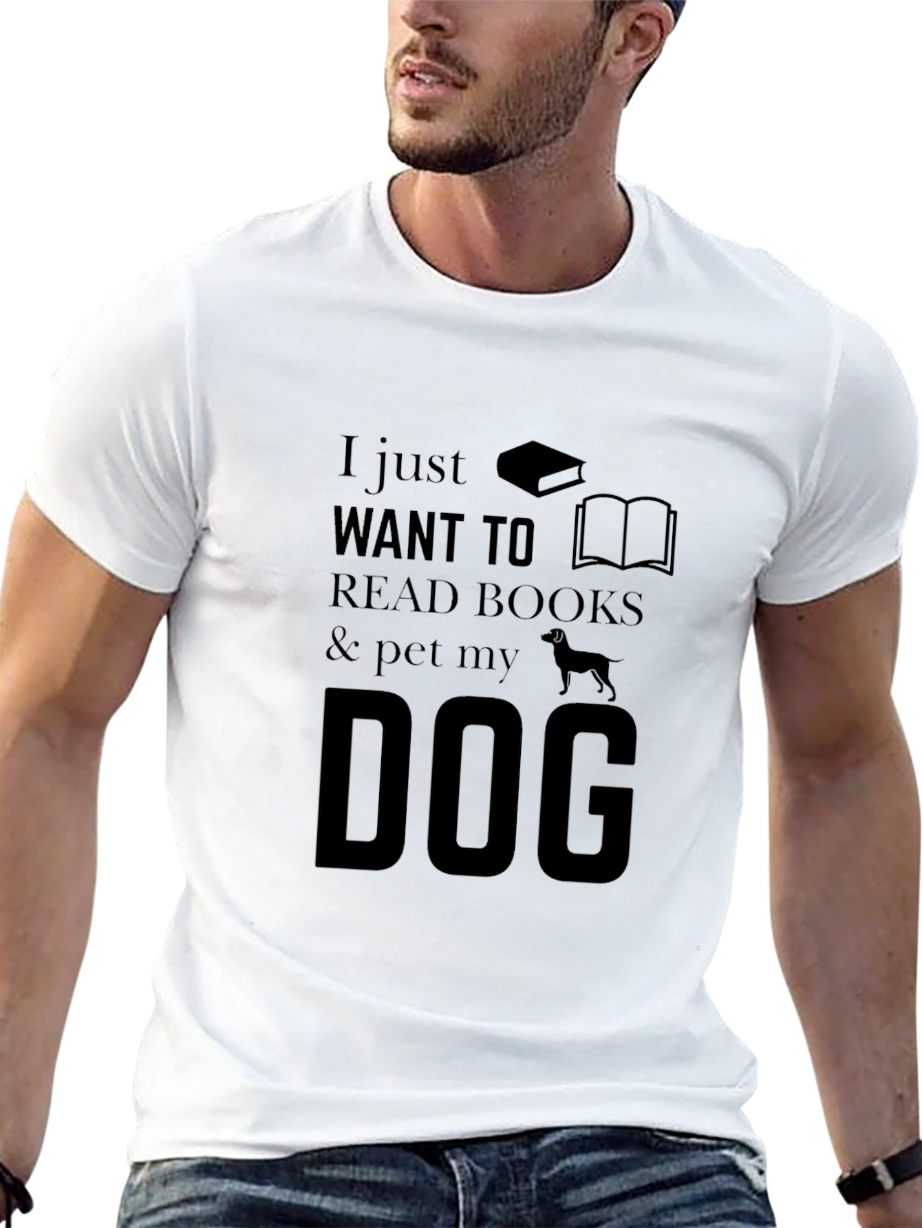 Book Lover Dog Petting T-Shirt
