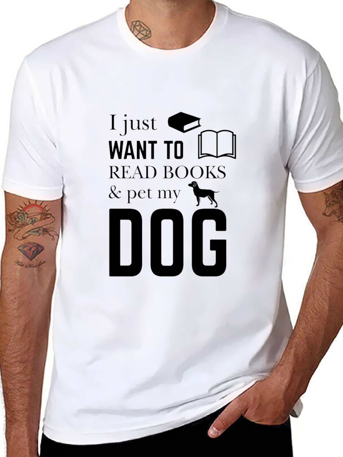 Book Lover Dog Petting T-Shirt