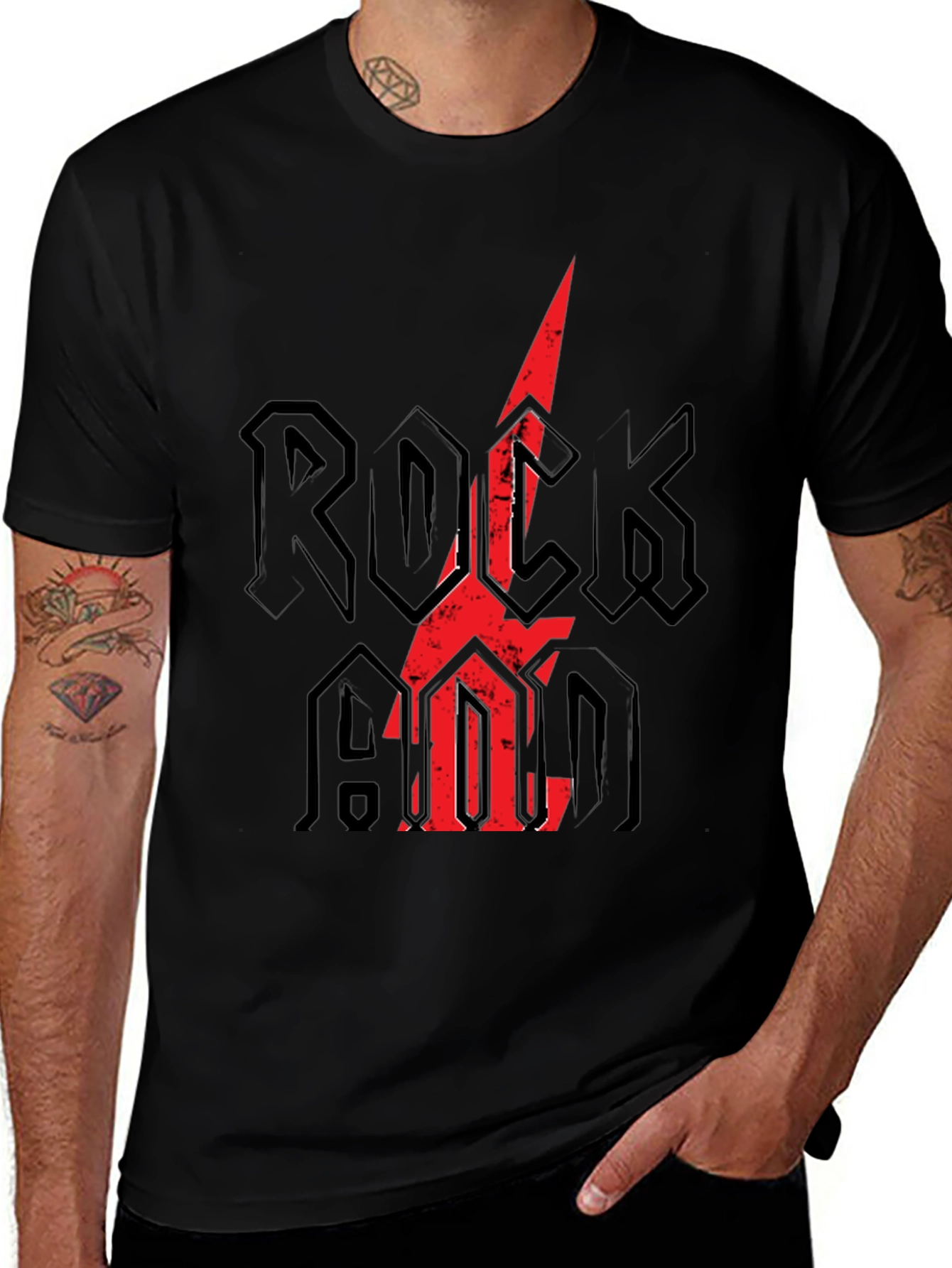 Rock and Roll T-Shirt - Mens Black Graphic Tee