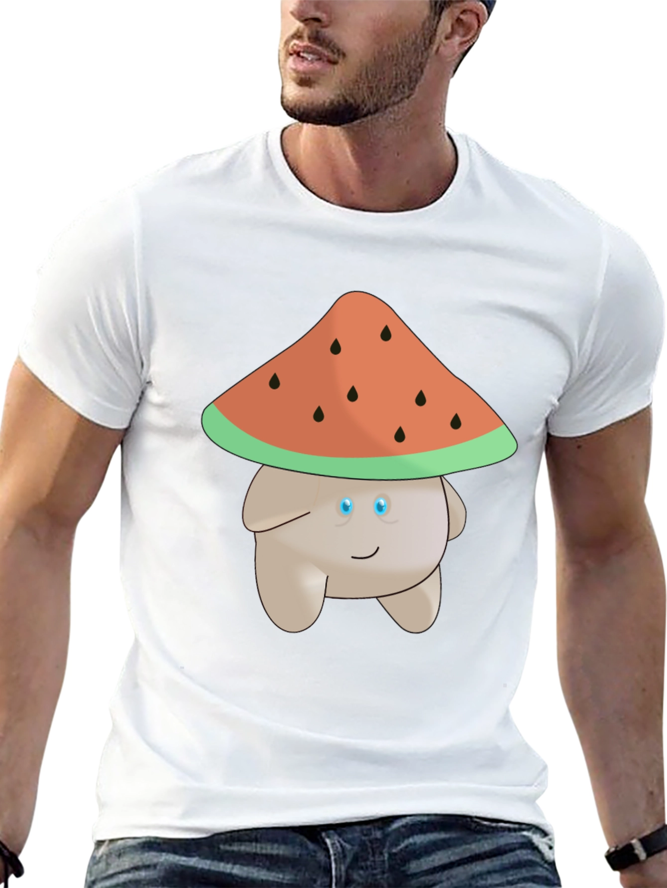 Whimsical Watermelon Mushroom Graphic Tee
