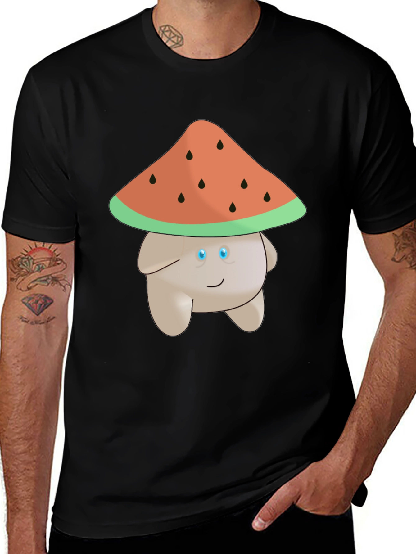 Whimsical Watermelon Mushroom Graphic Tee